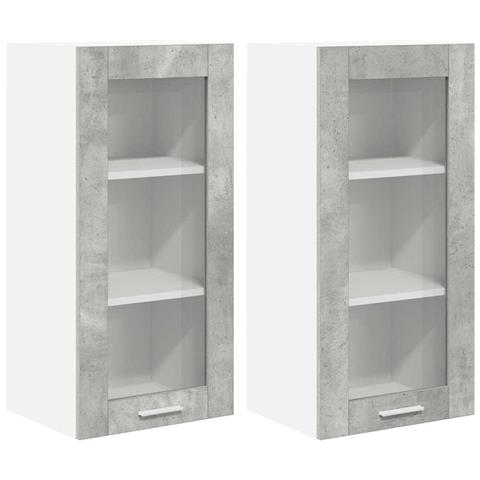 Armadio pensile Riga 2 pcs Grigio cemento 40 x 31 x 80 cm - Foto 1