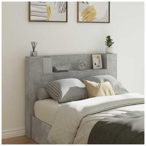 Testiera Grigio cemento 140 x 16,5 x 103,5 cm Legno multistrato - Foto 2