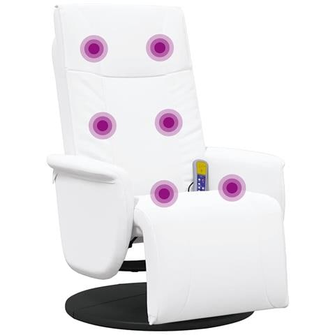 Poltrona reclinabile con massaggio Bianco 71 x 90 x 105 cm - Foto 1