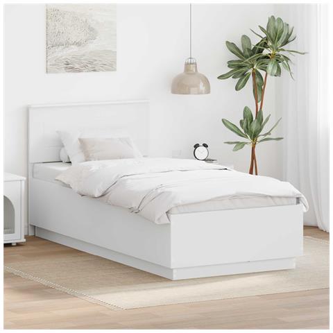 Struttura del letto Bianco 90 x 200 cm Legno multistrato - Foto 2