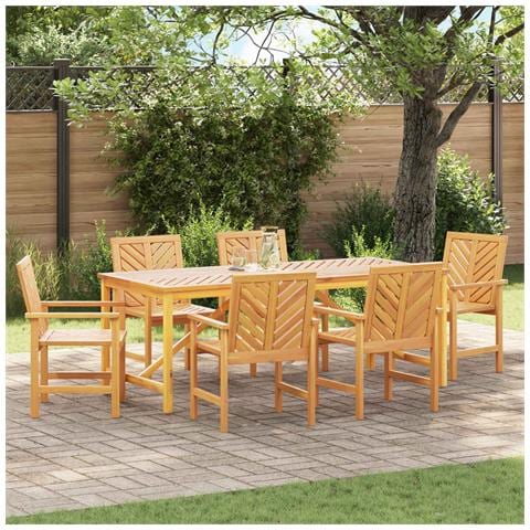 Set da Pranzo per Giardino 7 pcs Marrone - Foto 2