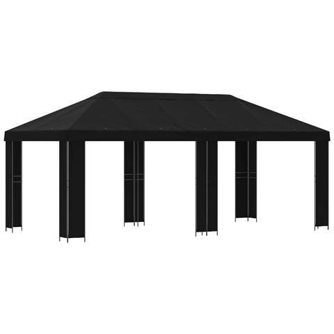 Gazebo da giardino 6 x 3 m Nero Poliestere e Acciaio 190 - Foto 1