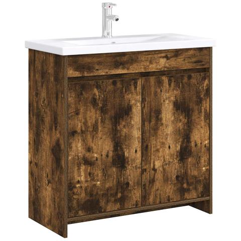 Mobiletto da Bagno Sotto Lavabo Rovere Fumo 78,5 x 37,5 x 81 cm - Foto 2