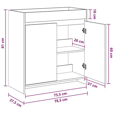 Mobiletto da Bagno Sotto Lavabo Rovere Fumo 78,5 x 37,5 x 81 cm - Foto 6