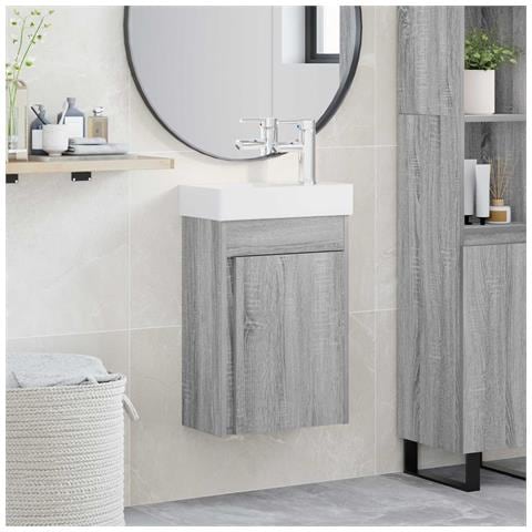 Mobile bagno con rubinetto Sonoma grigio 40,5 x 22,5 x 62 cm - Foto 2