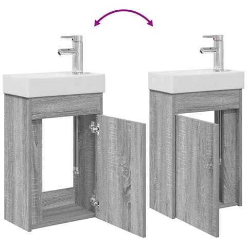Mobile bagno con rubinetto Sonoma grigio 40,5 x 22,5 x 62 cm - Foto 9