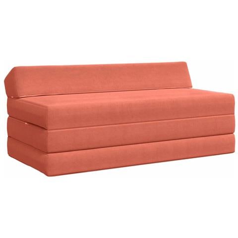 Divano Letto Pieghevole Rosso Arancio 120 x 60 x 49 cm Tessuto - Foto 1