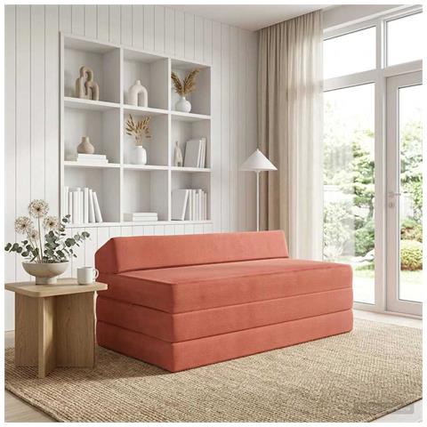 Divano Letto Pieghevole Rosso Arancio 120 x 60 x 49 cm Tessuto - Foto 2