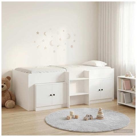 Struttura Letto Loft con Mobile 3 pcs Bianco Legno multistrato - Foto 2