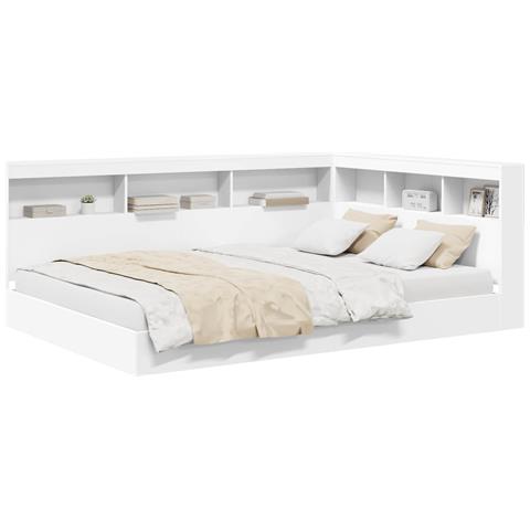 Letto Libreria Bianco 135 x 190 cm Legno multistrato - Foto 1