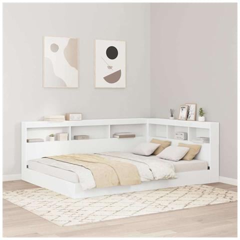 Letto Libreria Bianco 135 x 190 cm Legno multistrato - Foto 2