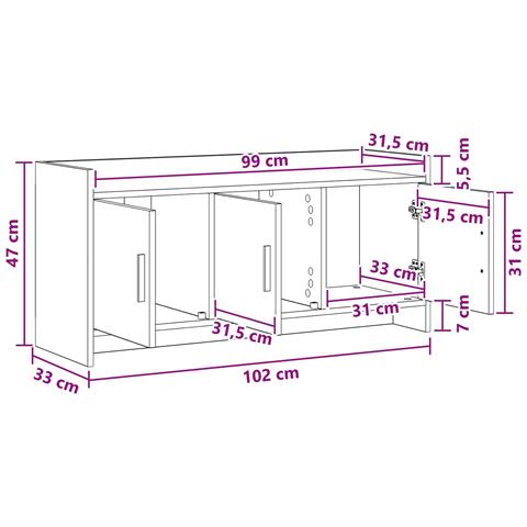 Mobile TV 102 x 33 x 47 cm Sonoma grigio Legno ingegnerizzato - Foto 9