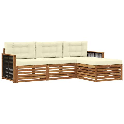 Set di divani da esterno Naturale e Crema 249 x 162,5 x 73 cm - Foto 1