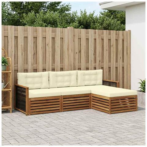Set di divani da esterno Naturale e Crema 249 x 162,5 x 73 cm - Foto 2