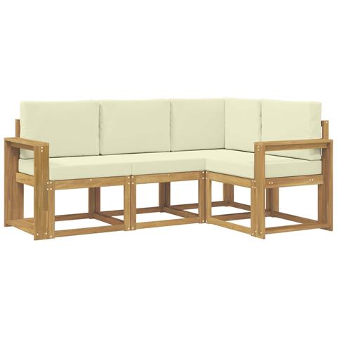 Set di divani da esterno con cuscino 4 pcs Bianco e Crema - Foto 1