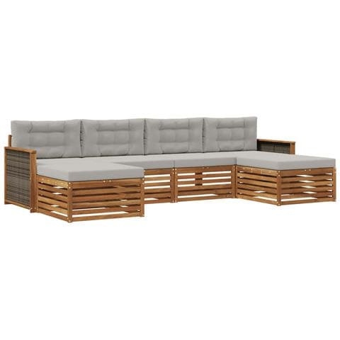 Set divani con cuscino 6 pcs Legno di Acacia Massello - Foto 1