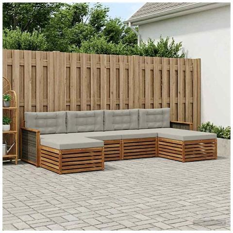 Set divani con cuscino 6 pcs Legno di Acacia Massello - Foto 2