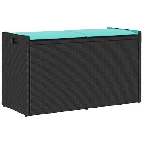 Cassapanca da Esterno con Cuscino Nera 100 cm in Polyrattan - Foto 1