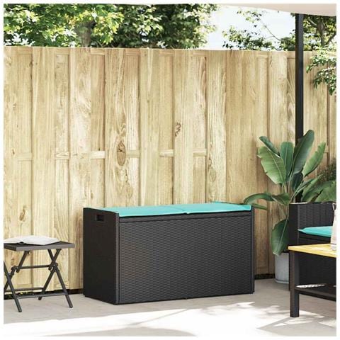 Cassapanca da Esterno con Cuscino Nera 100 cm in Polyrattan - Foto 2