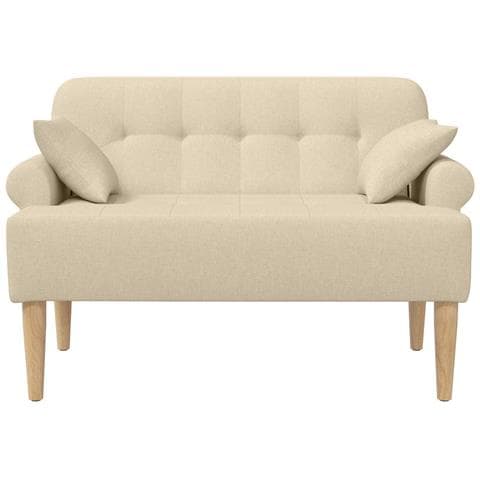 Loveseat con bottoni imbottiti Crema 120 x 65 x 79 cm Tessuto - Foto 2
