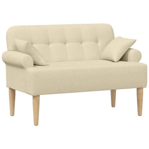 Loveseat con bottoni imbottiti Crema 120 x 65 x 79 cm Tessuto - Foto 1