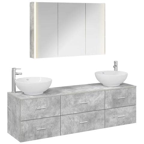 Set di mobili per il bagno 4 pcs Grigio Cemento - Foto 1
