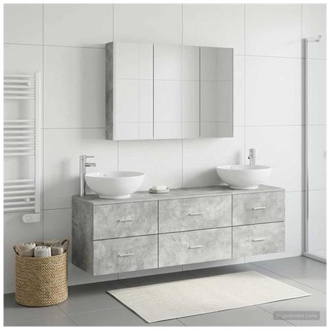 Set di mobili per il bagno 4 pcs Grigio Cemento - Foto 2