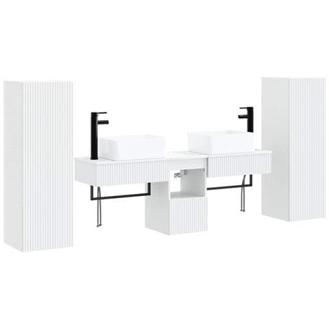 Set di mobili per il bagno 5 pz Bianco 33 x 34,5 x 100 cm - Foto 1