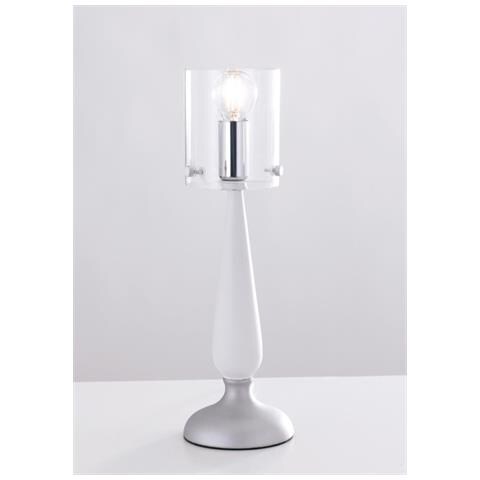 I-AURORA-L1 BCO - Lampada da tavolo bianco con paralume cilindrico 40 watt E14 - Foto 1