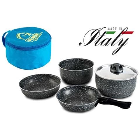 Pentole Batteria Da 7 Pezzi Rockza 20 Cm - Ideale P Campeggio Con Tende - Inclusa Custodia - Rivestimento Antiaderente Per Alimenti - Foto 1