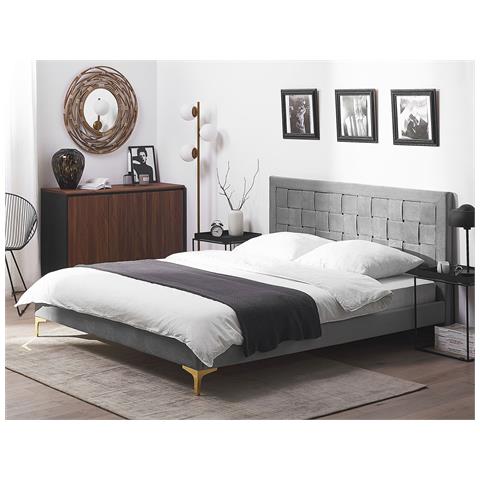 Letto Matrimoniale In Velluto Con Rete A Doghe 140 X 200 Cm Limoux - Foto 16