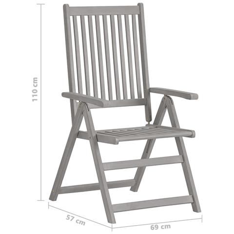 Sedie da Giardino Reclinabili 4 pz con Cuscini Massello Acacia - Foto 10