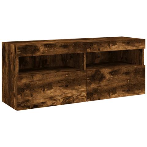 Mobile Tv A Parete Con Luci Led Rovere Fumo 100x30x40 Cm - Foto 3