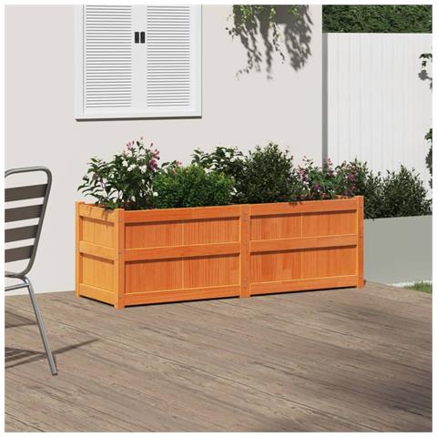 Fioriera Giardino Marrone Cera 150x50x50 Cm Legno Massello Pino - Foto 3