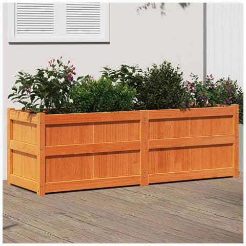 Fioriera Giardino Marrone Cera 150x50x50 Cm Legno Massello Pino - Foto 1