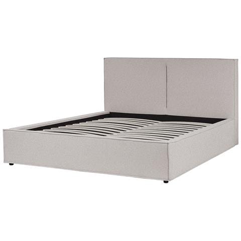 Letto Matrimoniale Tessuto Grigio Chiaro Con Contenitore 180 X 200 Cm Moissac - Foto 7