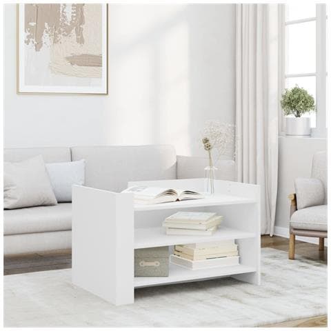 Tavolino Da Salotto Bianco 80x50x50 Cm In Legno Multistrato - Foto 1