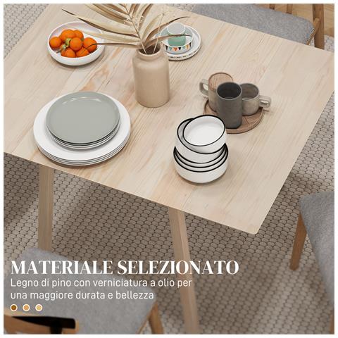 Tavolo Pieghevole Salvaspazio A 2 Ribalte Per 2-4 Persone In Legno Di Pino, Colore Legno Naturale - Foto 2