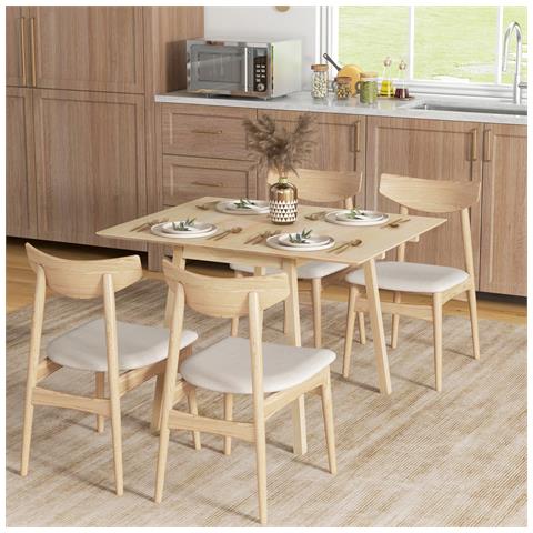 Tavolo Pieghevole Salvaspazio A 2 Ribalte Per 2-4 Persone In Legno Di Pino, Colore Legno Naturale - Foto 6