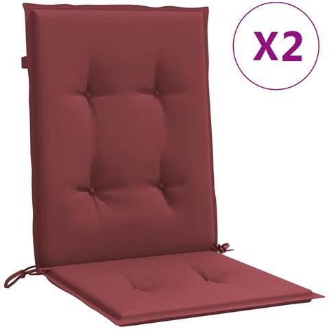 Cuscini Sedia Schiena Bassa 2 Pz Rosso Vino Mélange Tessuto - Foto 2