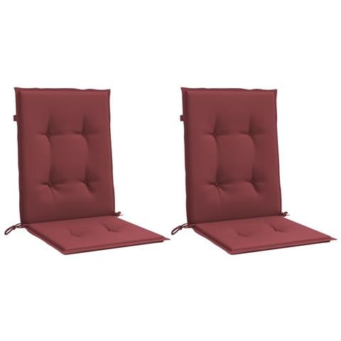 Cuscini Sedia Schiena Bassa 2 Pz Rosso Vino Mélange Tessuto - Foto 3