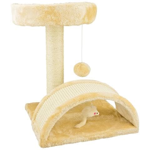 Tiragraffi Per Gatti Beige Con Gioco Pallina Palo 50cm Topolino Tunnel Soffice - Foto 2