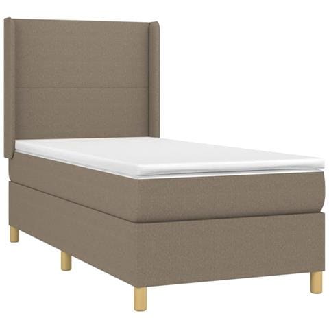 Letto a Molle con Materasso e LED Tortora 80x200 cm in Tessuto - Foto 8