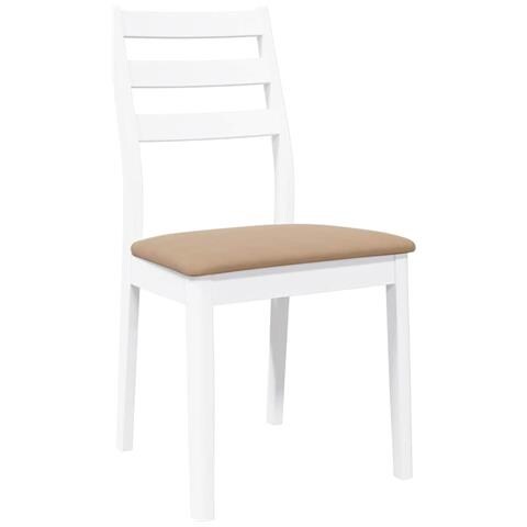 Sedie da Pranzo con Cuscini 2 pz Bianco Legno Massello di Hevea - Foto 2