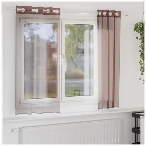 Tende In Voile Con Occhielli 2 Pz Marrone 140x175 Cm - Foto 1
