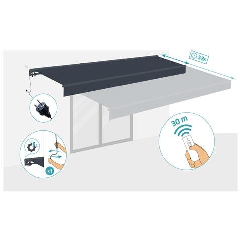 Tenda Da Sole Motorizzata Semicassonata Fazzio 5x3m Grigia - Foto 2