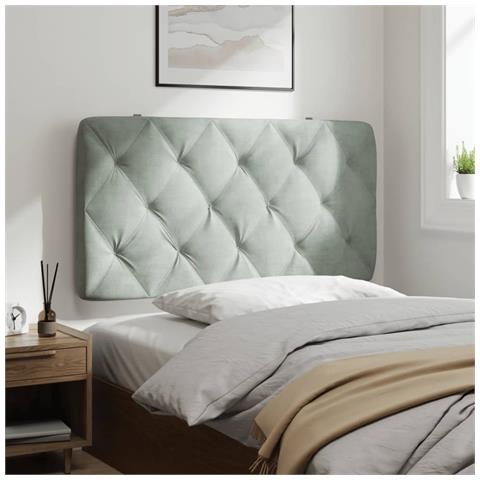 Lusso Casadino -  Cuscino Testiera Grigio Chiaro 100 Cm In Velluto - Foto 2