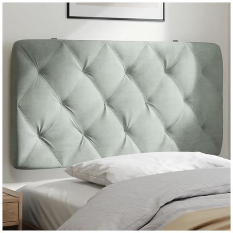 Lusso Casadino -  Cuscino Testiera Grigio Chiaro 100 Cm In Velluto - Foto 8