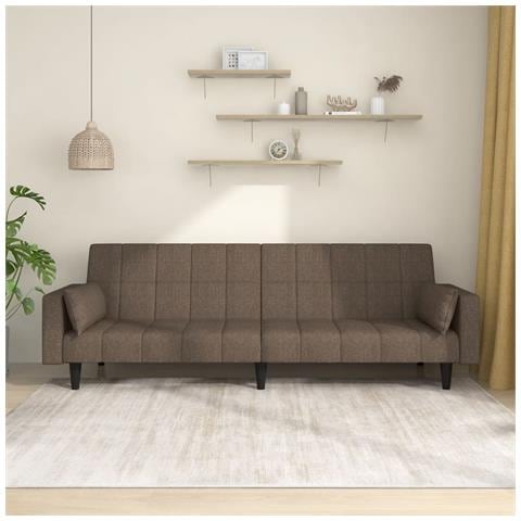 Divano Letto A 2 Posti Con 2 Cuscini Tortora In Tessuto - Foto 8