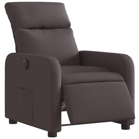 Poltrona Elettrica Reclinabile Marrone Scuro In Tessuto - Foto 2